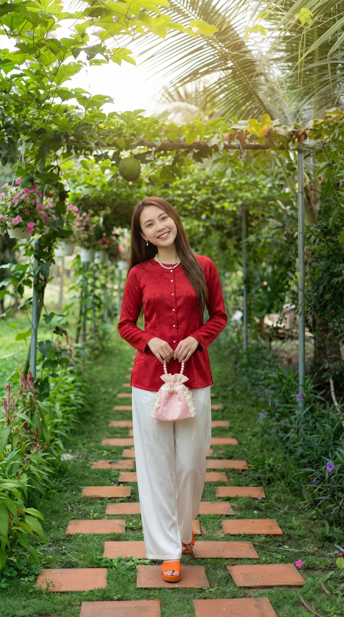 Con đường giàn bầu hồ lô xanh mát