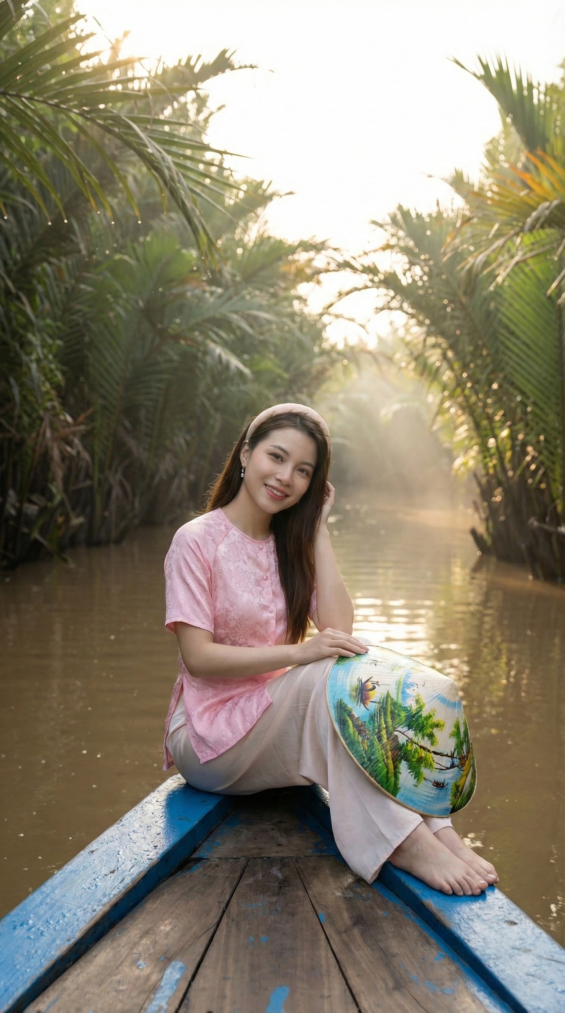 Du khách ngồi xuồng ba lá len lỏi trong rạch nhỏ