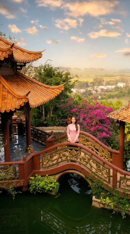 Chiếc cầu vòm điêu khắc hoa văn kiều diễm
