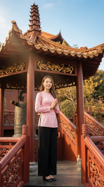 Góc chụp lầu chuông gỗ chạm trổ tinh xảo