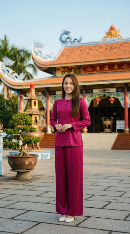 Toàn cảnh chánh điện mái ngói đỏ