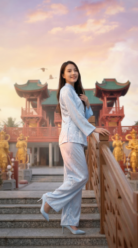 Chùa Lầu An Giang - Góc chụp chánh điện hoàng hôn