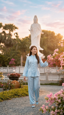 Tản bộ trong khuôn viên Chùa Lầu