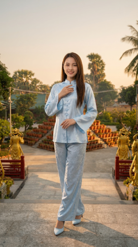 Bậc thềm đá trước khoảng sân rải sỏi