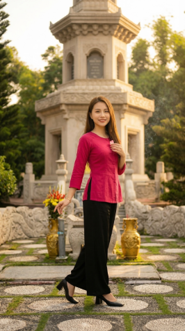 Bảo tháp nhỏ bằng đá và những chiếc lư hương cắm hoa cúc vàng