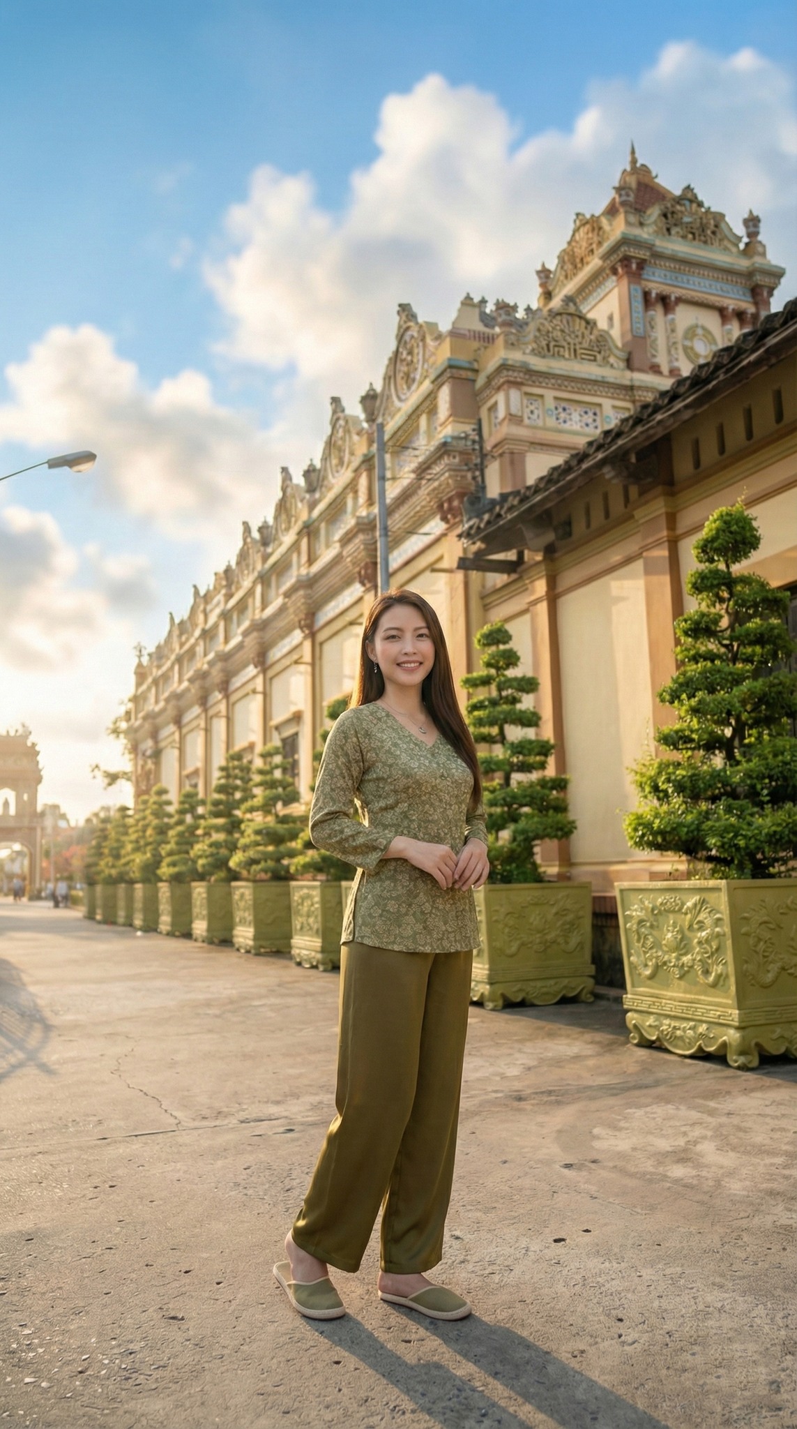 Góc chụp nghiêng thể hiện rõ nét kiến trúc phương Tây của chùa