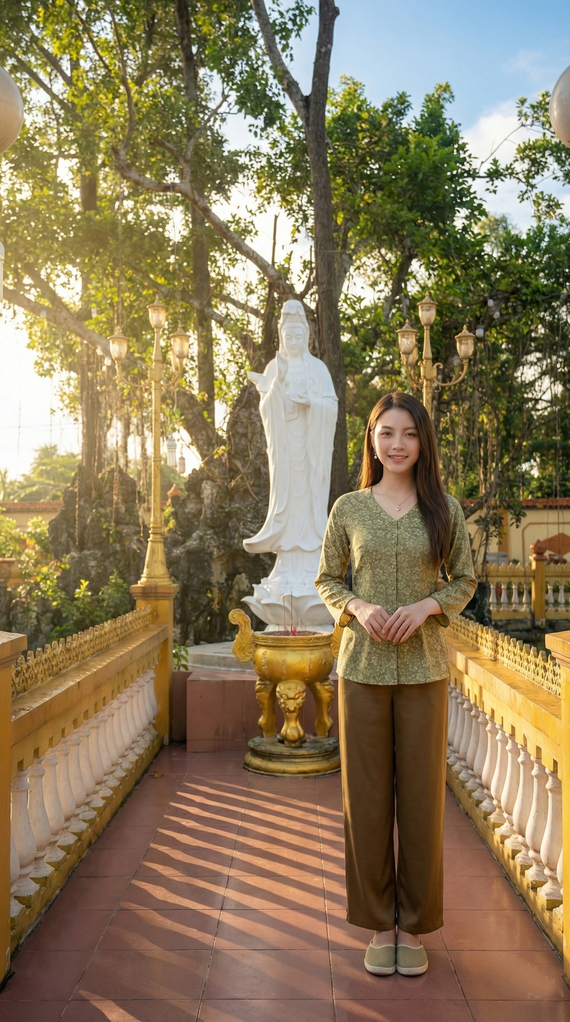 Tượng Phật A Di Đà đứng (Phật đứng) màu trắng