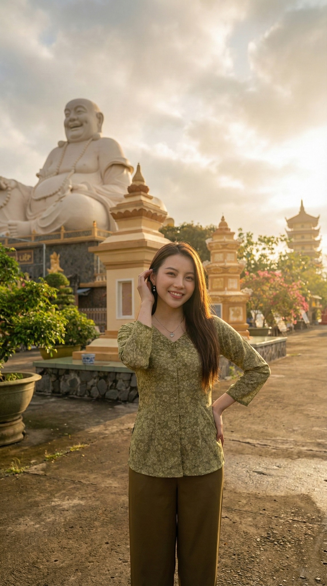 Check-in cùng tượng Phật Di Lặc