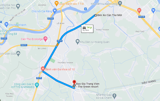 Đường đi kdl Bảo Gia Trang Viên Cần Thơ