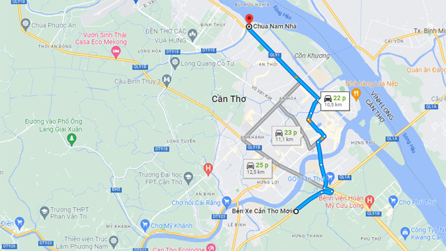 Đường đi chùa Nam Nhã Cần Thơ