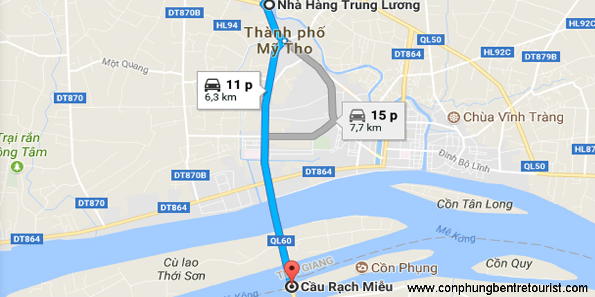 Cách đi đến Cồn Phụng