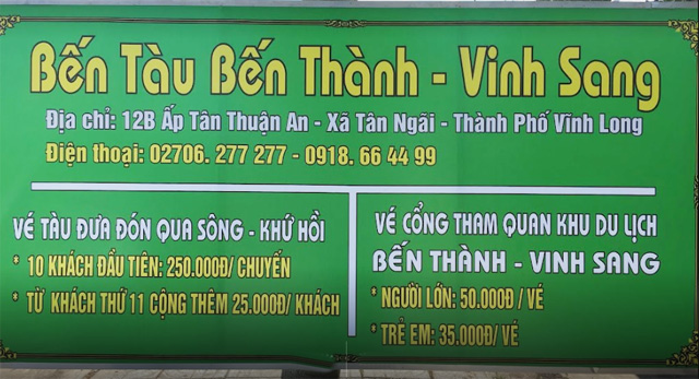 Giá vé Khu Du Lịch Vinh Sang