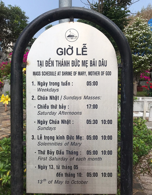 Giờ lễ Đức Mẹ Bãi Dâu Vũng Tàu