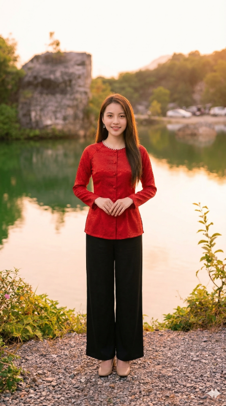 Tạo dáng nhẹ nhàng bên mặt hồ Tà Pạ