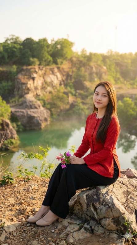 Ngồi thư giãn ven mỏm đá