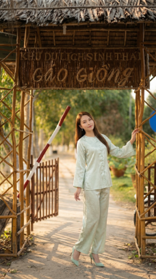 Cổng tre lợp mái lá tại Gáo Giồng