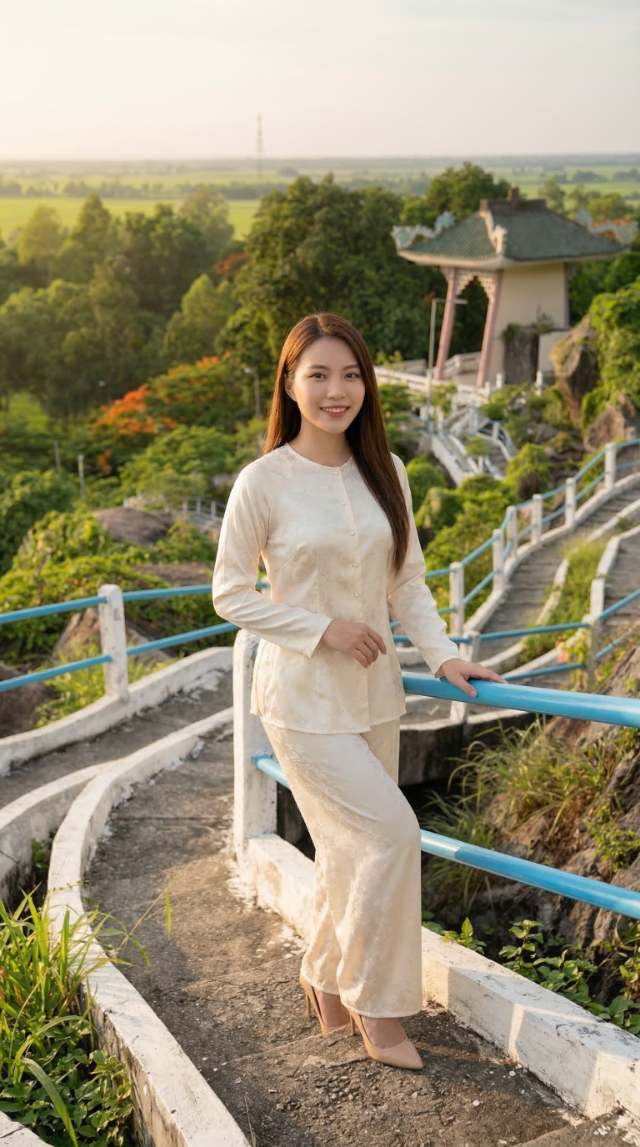 Đường đi dạo lan can xanh Tức Dụp