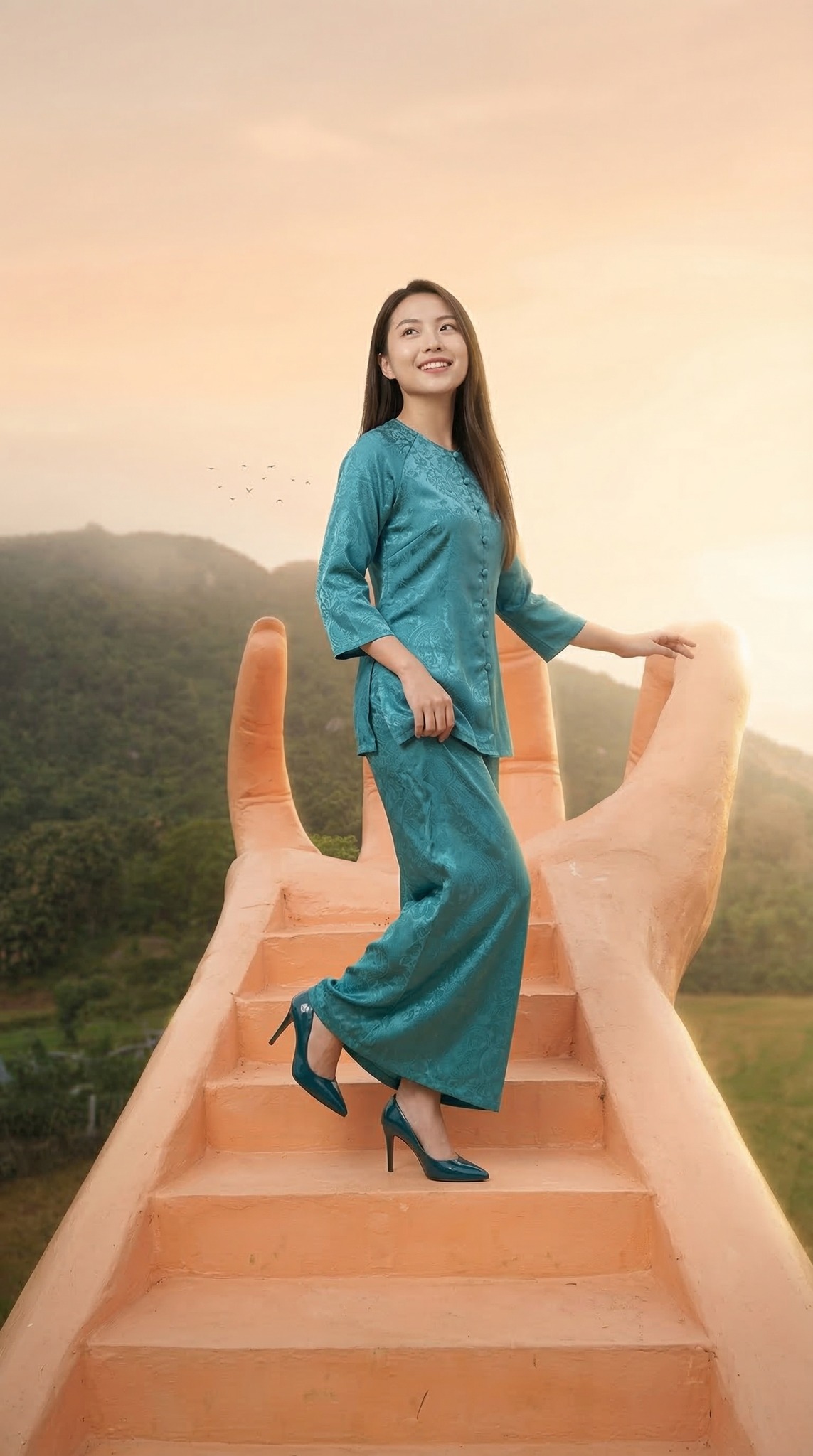 Tiểu cảnh bàn tay khổng lồ tại Hồ Ô Thum