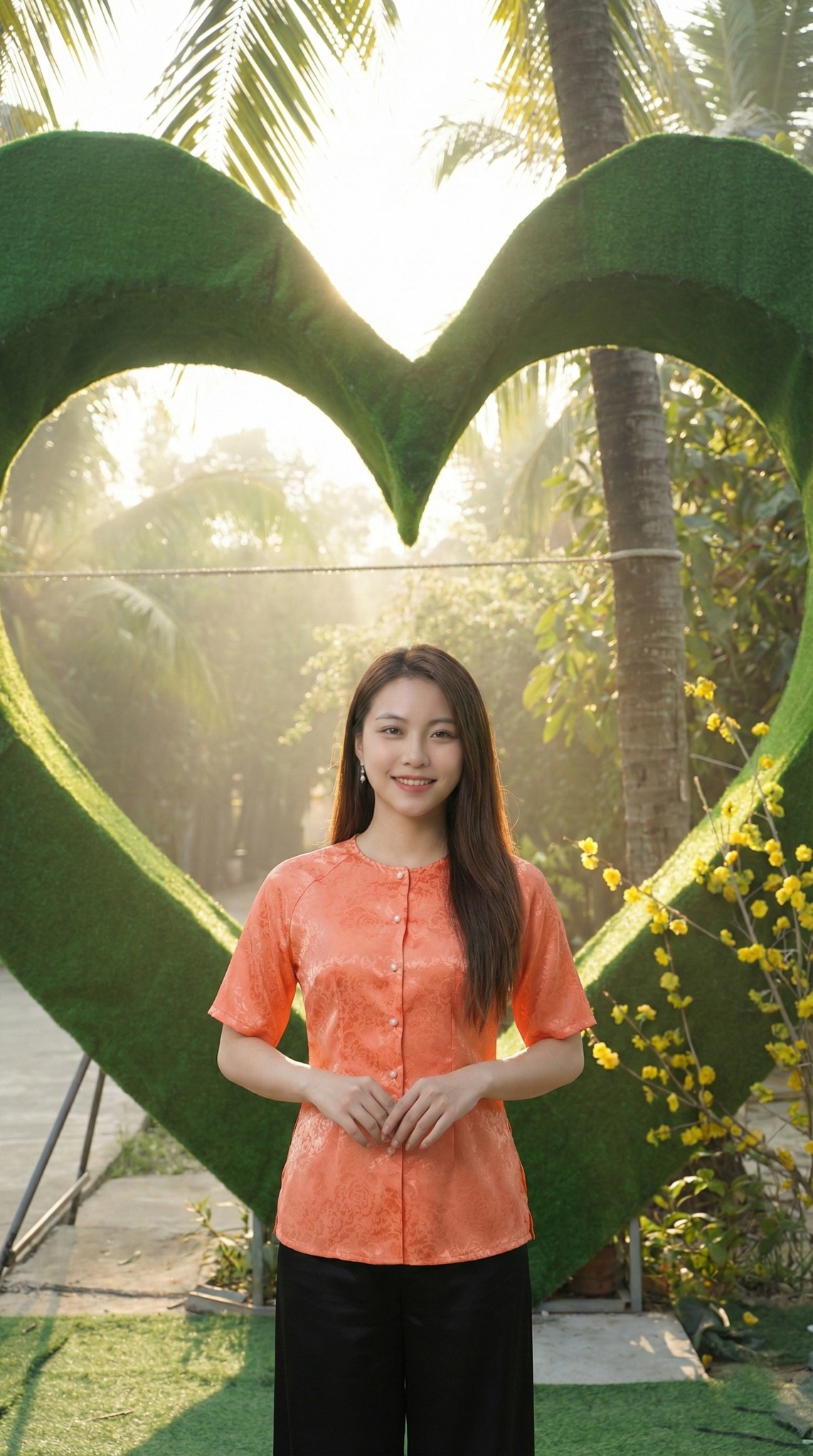Tiểu cảnh trái tim cỏ xanh lãng mạn