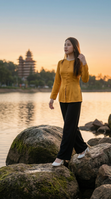 Đi dạo trên tảng đá ven hồ