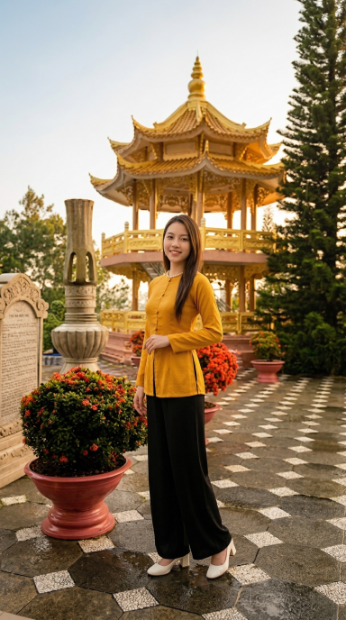 Chụp ảnh cùng lầu các mạ vàng