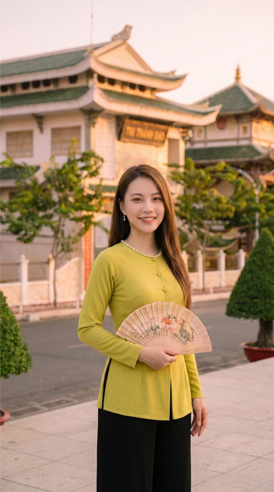 Hóa nàng thơ với chiếc quạt giấy