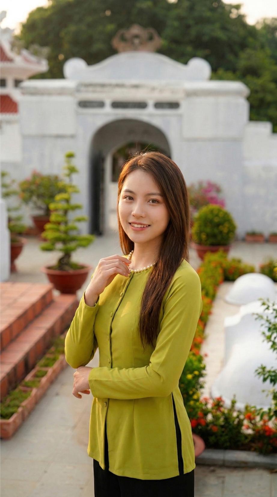 Chạm nhẹ vòng cổ ngọc trai