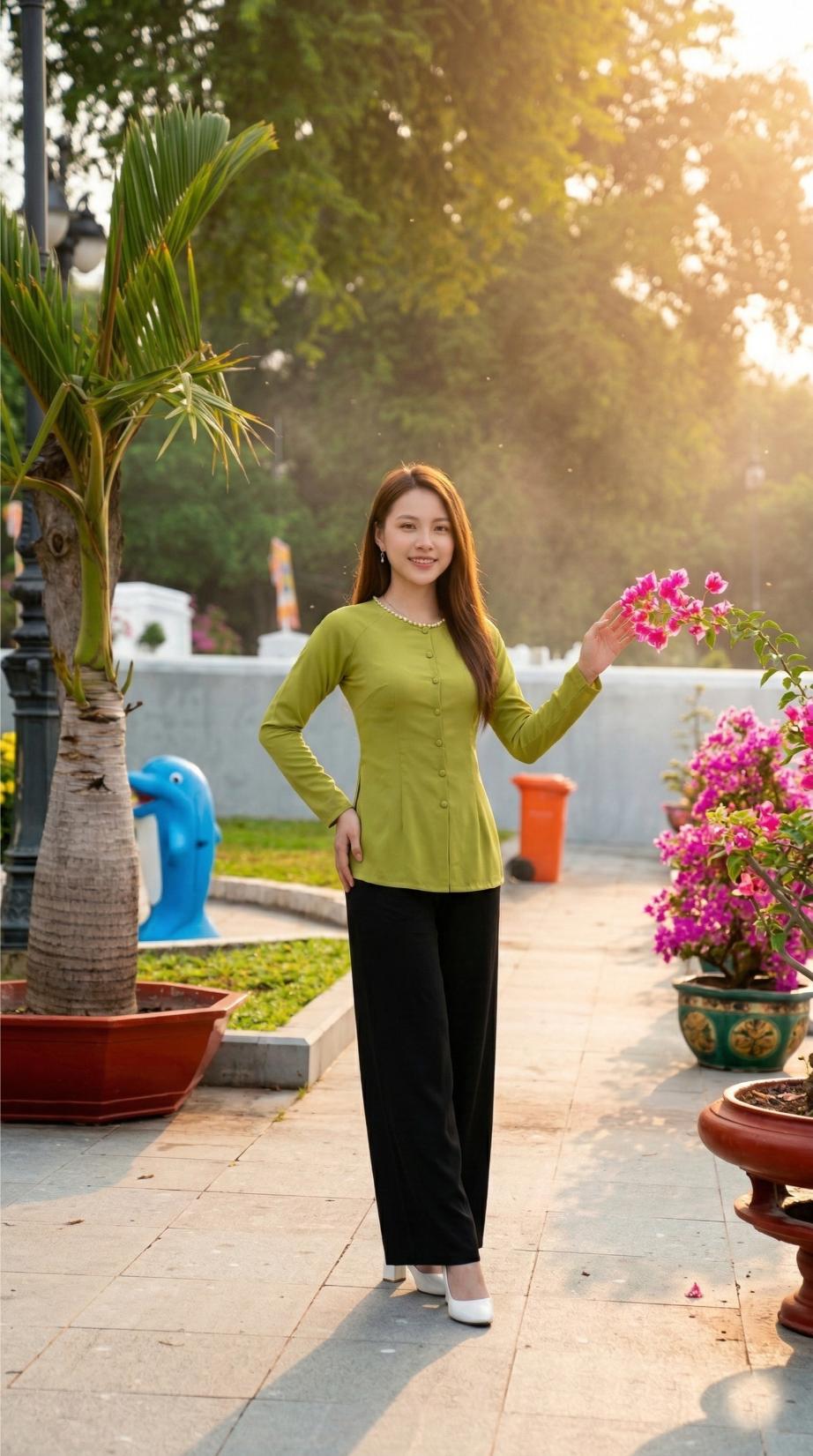 Tạo dáng golden hour với hoa giấy