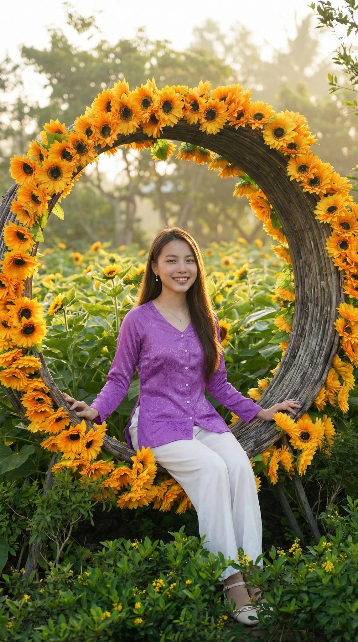Vòng tròn hoa hướng dương - tiểu cảnh độc đáo