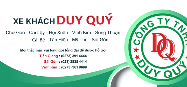 Số điện thoại nhà xe Duy Quý Tiền Giang, Sài Gòn TPHCM địa chỉ gửi hàng, giờ chạy