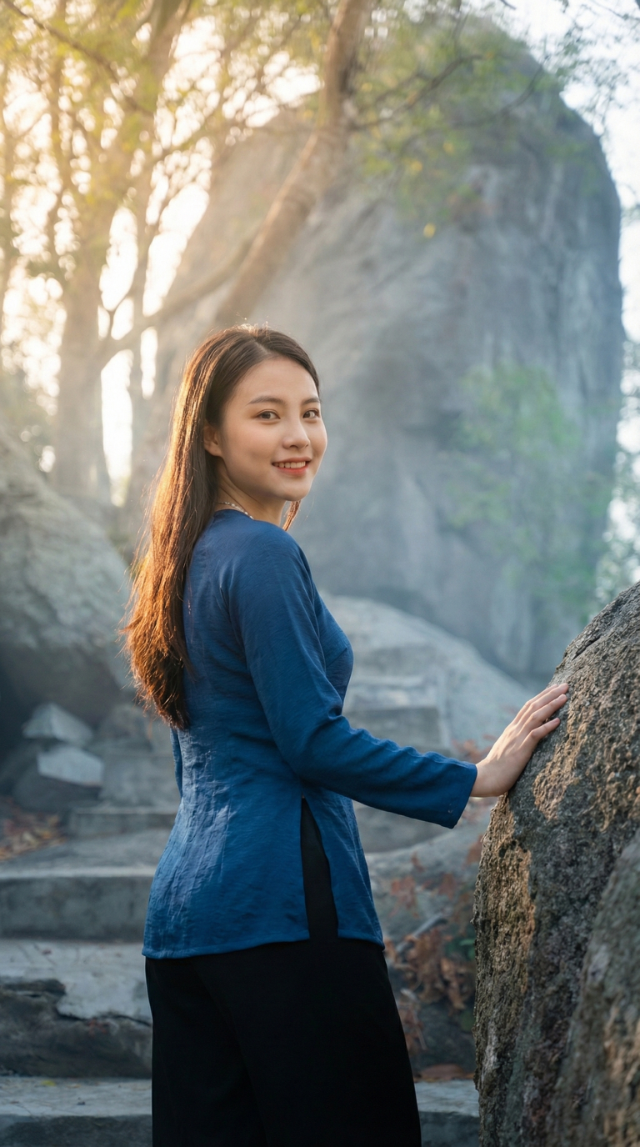 Tựa lưng vách đá tự nhiên