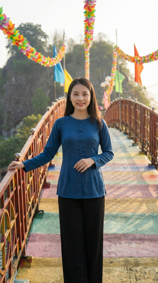 Cầu đi bộ sơn màu rực rỡ tại Núi Sập