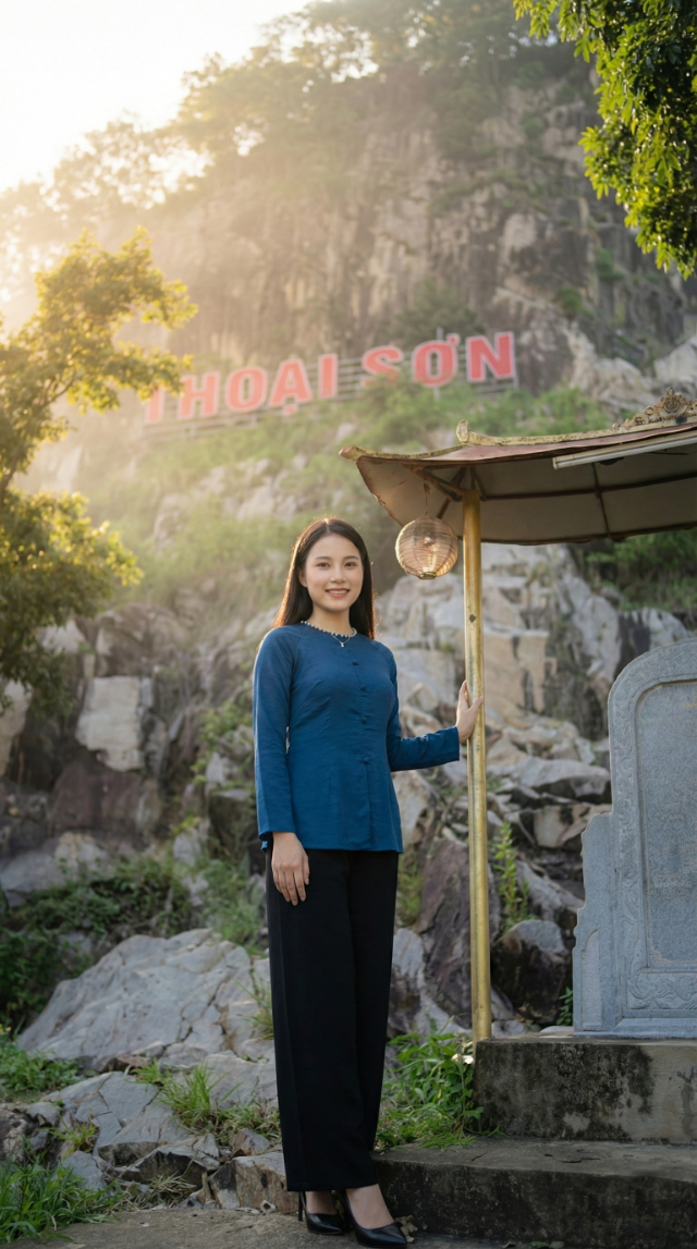 Bia đá cổ kính dòng chữ Thoại Sơn