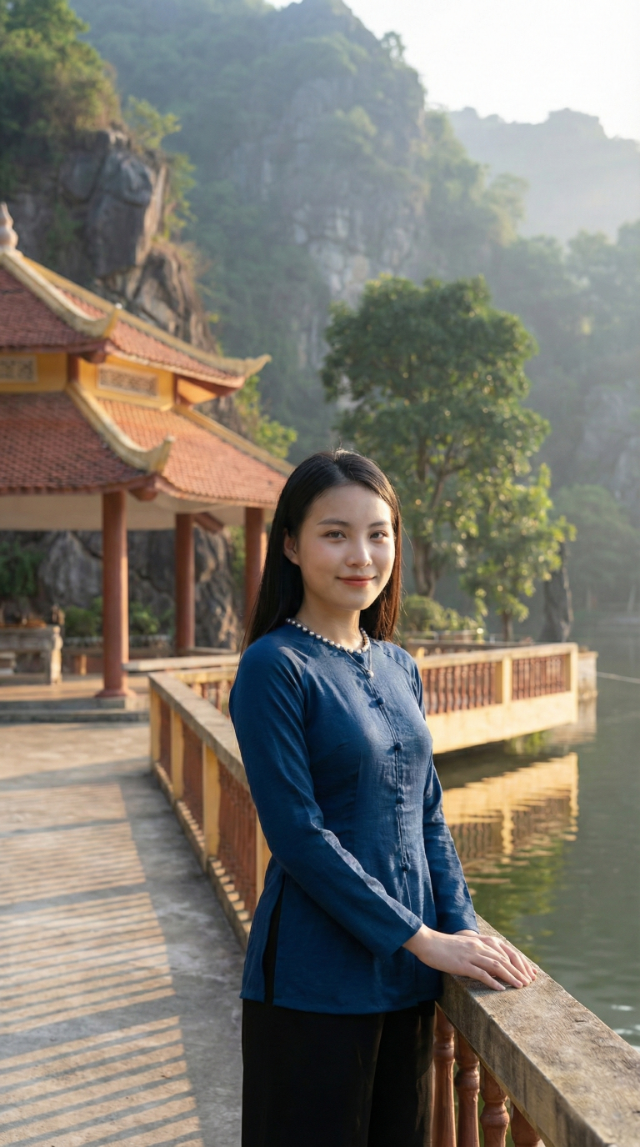 Đền thủy tạ ven hồ Ông Thoại