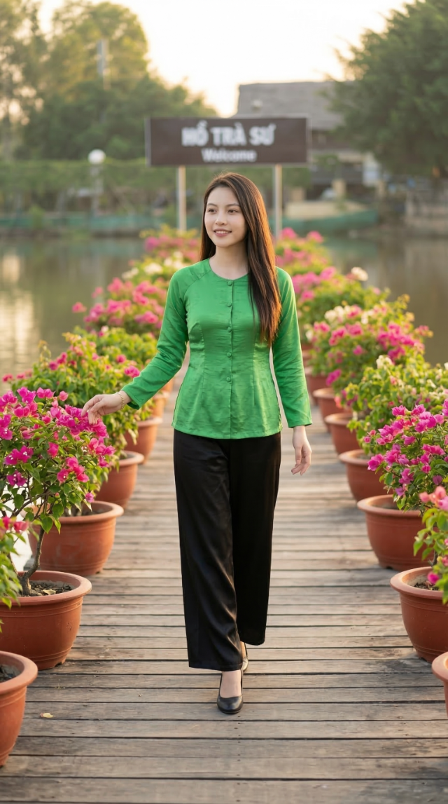 Lối đi dạo ngập hoa giấy cạnh Hồ Trà Sư