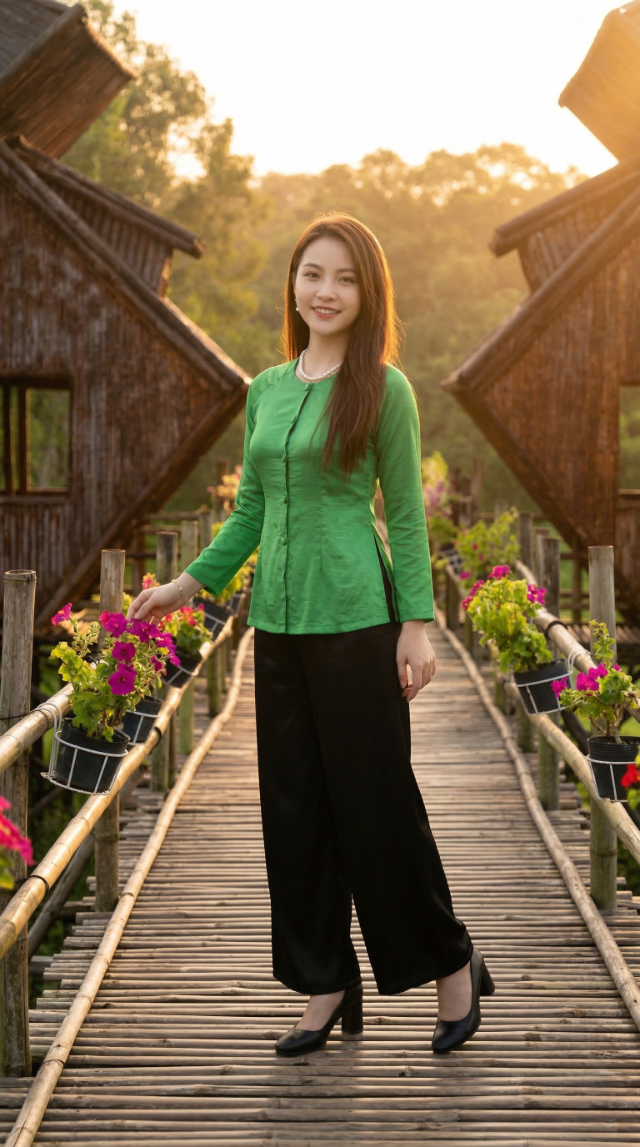 Cầu tre và kiến trúc chòi gỗ độc đáo