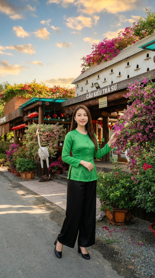 Cầu Kiều Trà Sư rực rỡ hoa giấy