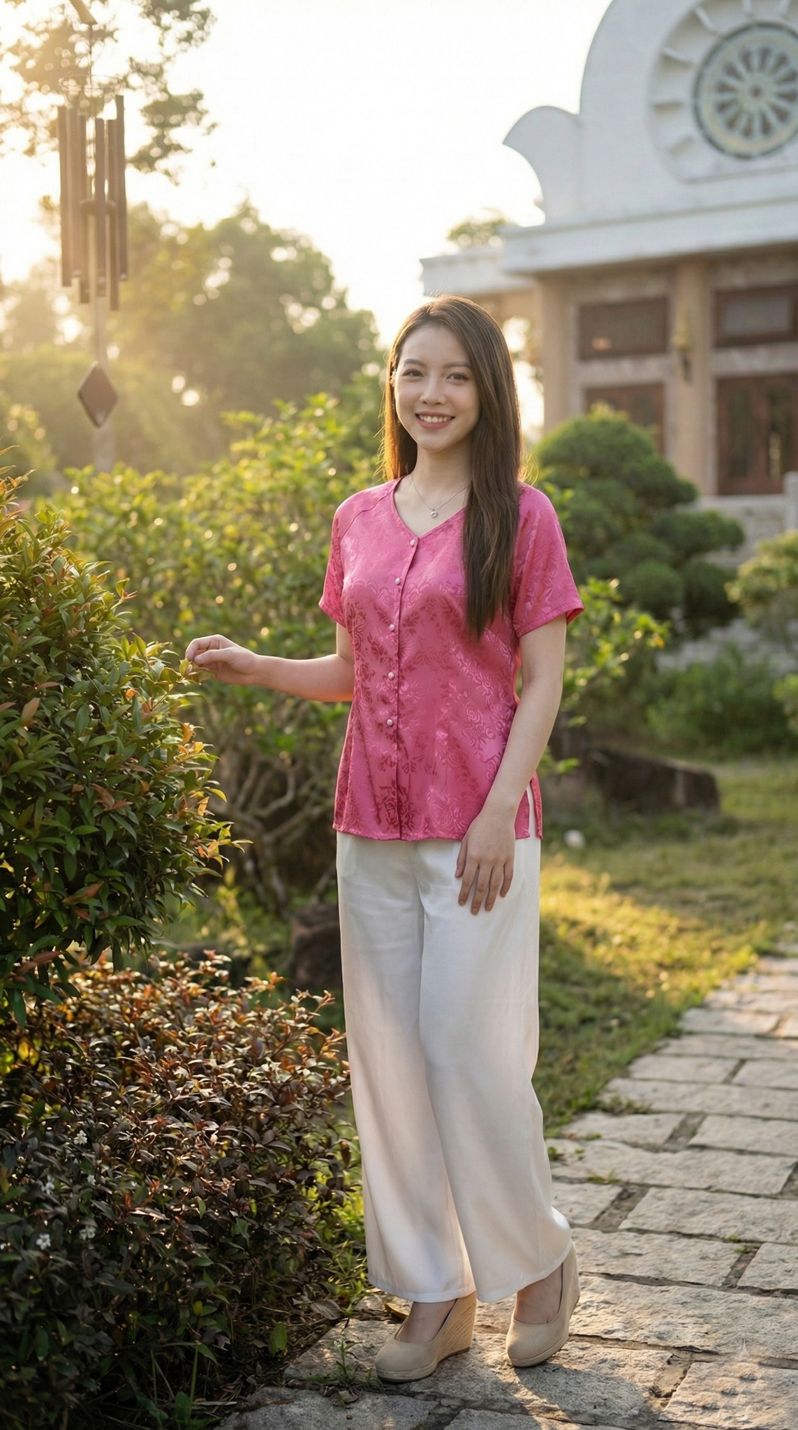 Nét đẹp dịu dàng bên cây xanh