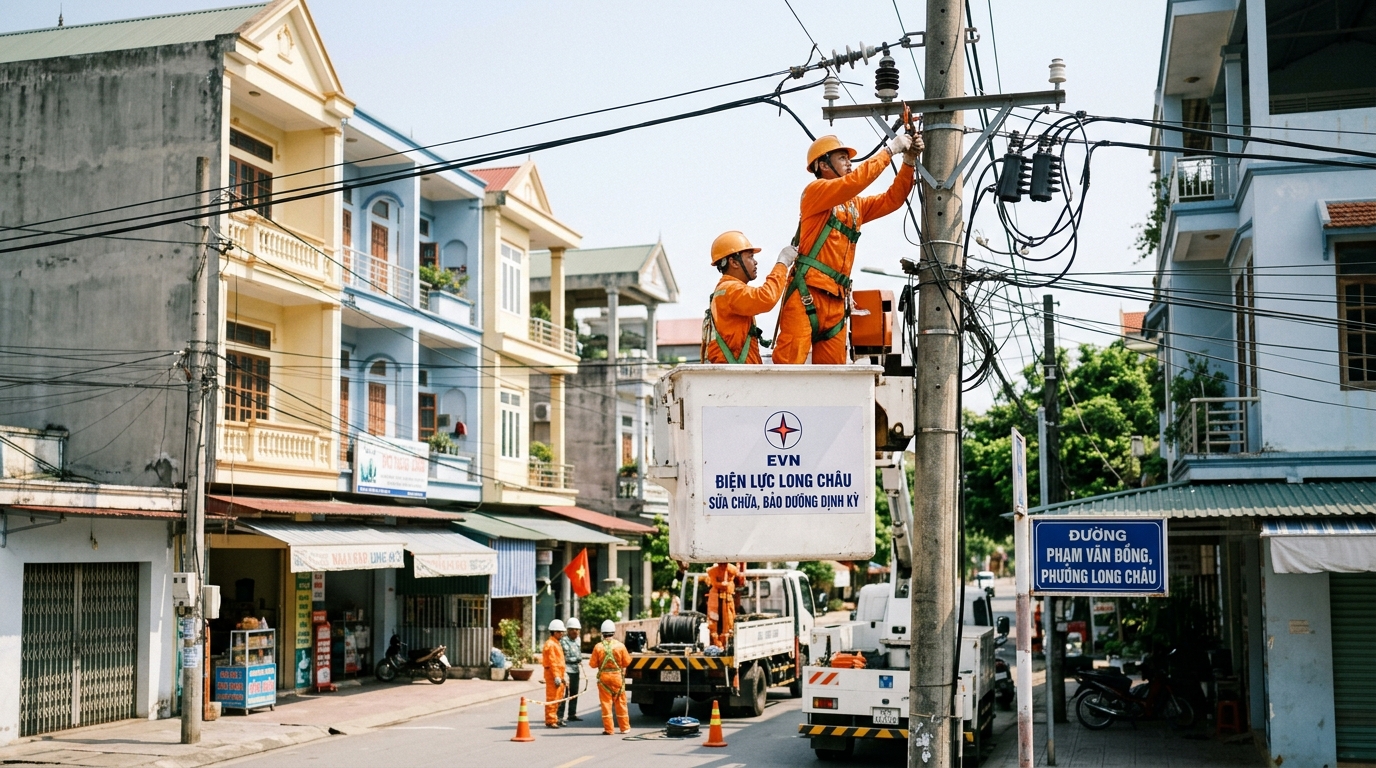 Tổng quan mạng lưới điện và tình hình cúp điện tại phường Long Châu, Vĩnh Long