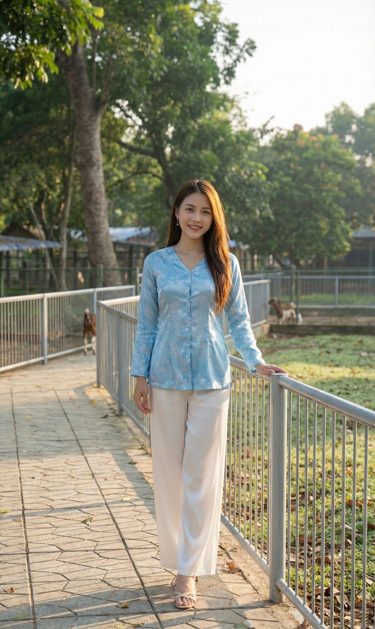 Lối đi tham quan khu vực chuồng dê và hươu