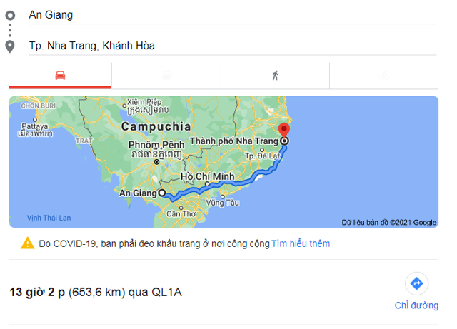Từ An Giang đi Nha Trang Khánh Hòa bao nhiêu km