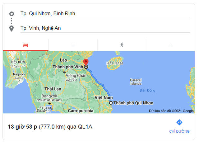 Từ Quy Nhơn Bình Định đi Vinh Nghệ An bao nhiêu km
