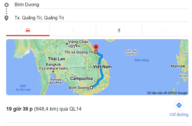 Từ Bình Dương đi Đông Hà Quảng Trị bao nhiêu km