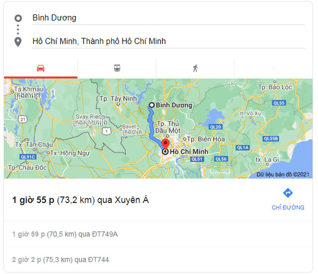Từ Bình Dương đi Sài Gòn TPHCM bao nhiêu km