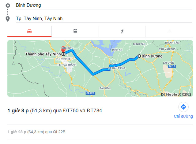 Từ Bình Dương đi Tây Ninh bao nhiêu km