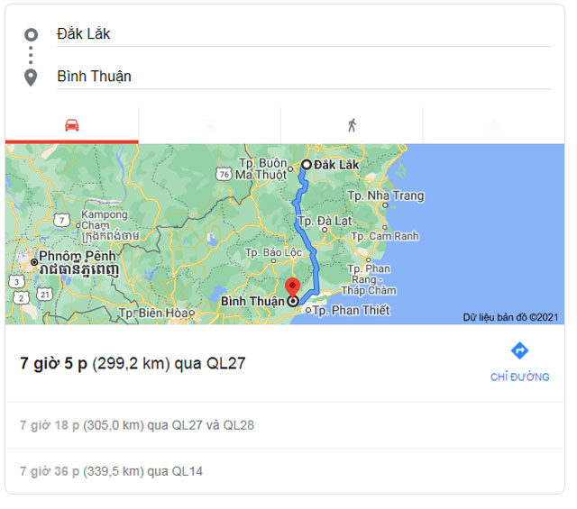 Từ Buôn Ma Thuột Đắk Lắk đi Phan Thiết Bình Thuận bao nhiêu km
