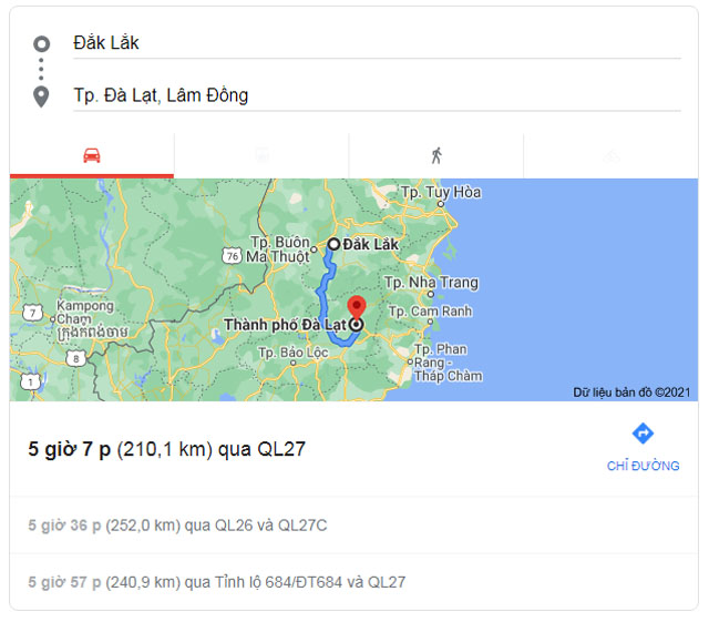 Từ Buôn Ma Thuột Đắk Lắk đi Đà Lạt Lâm Đồng bao nhiêu km