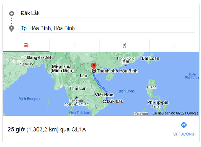 Từ Buôn Ma Thuột Đắk Lắk đi Hòa Bình bao nhiêu km