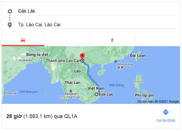 Từ Buôn Ma Thuột Đắk Lắk đi Lào Cai bao nhiêu km