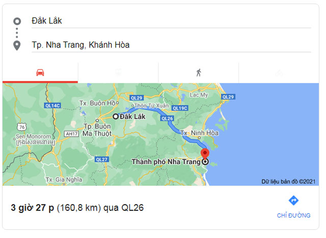 Từ Buôn Ma Thuột Đắk Lắk đi Nha Trang Khánh Hòa bao nhiêu km